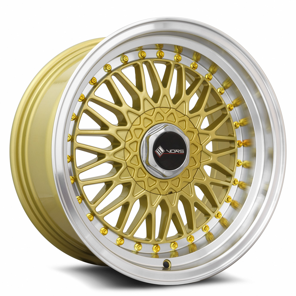 Vors Wheels VR3 16x8 4x100/4x114,3 Gold Machine Lip Chrome Rivet offset 20