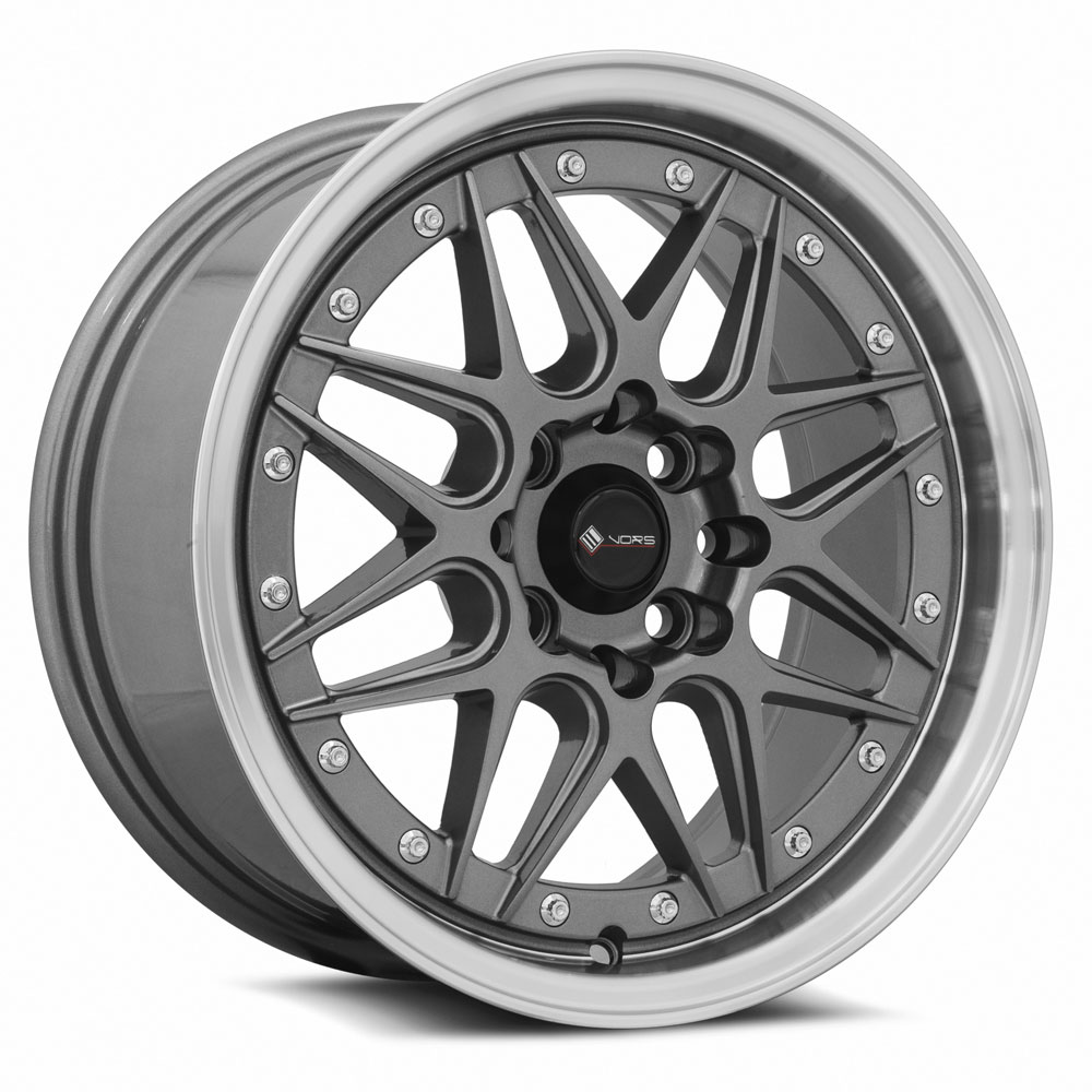 Vors Wheels VR7 15x7 4x98 Gun Metal Machine Lip Chrome Rivet offset 35