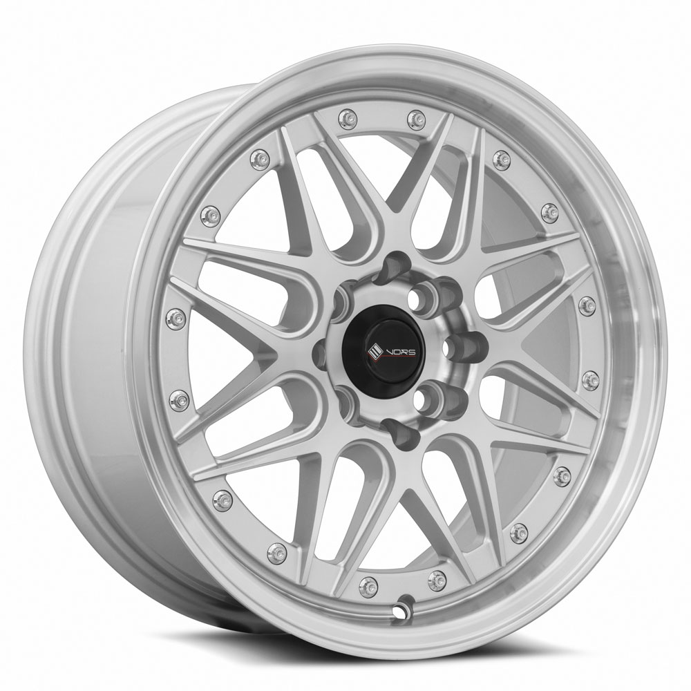 Vors Wheels VR7 15x7 4x98 Silver Machine Face Lip Chrome Rivet offset 35