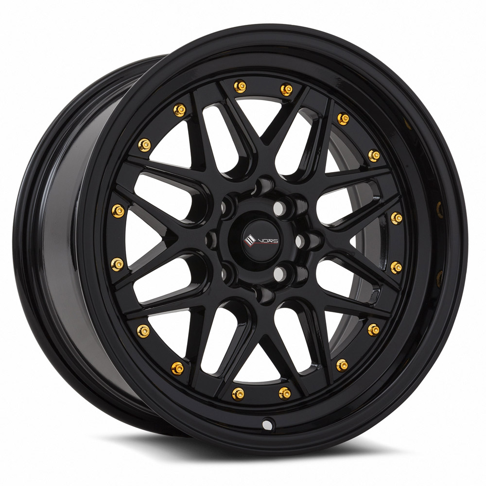 Vors Wheels VR7 16x8 4x100/4x114,3 All Black Gold Rivet offset 20